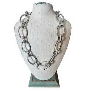 Necklace Silver Tone Chain Link Statement Piece Premier Designs Special Occasion